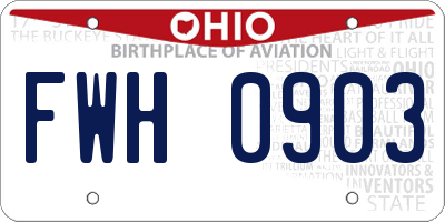 OH license plate FWH0903