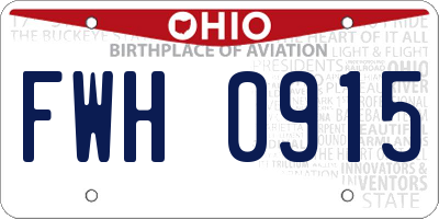OH license plate FWH0915