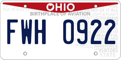 OH license plate FWH0922