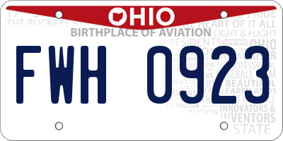 OH license plate FWH0923