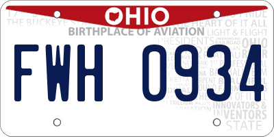 OH license plate FWH0934