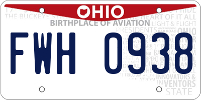 OH license plate FWH0938