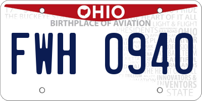 OH license plate FWH0940