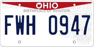 OH license plate FWH0947