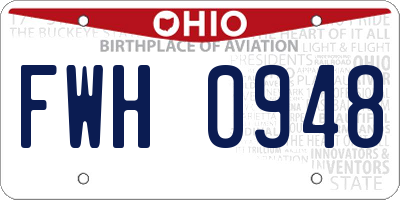 OH license plate FWH0948