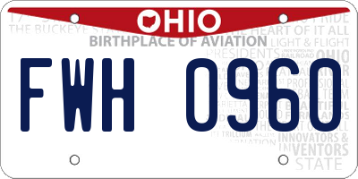 OH license plate FWH0960
