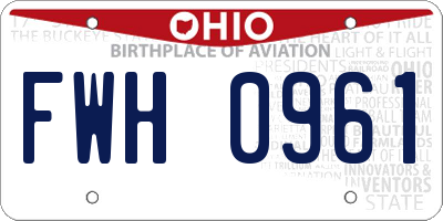 OH license plate FWH0961