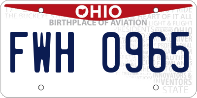 OH license plate FWH0965