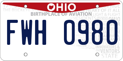 OH license plate FWH0980