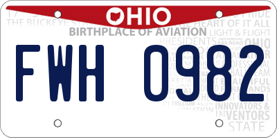 OH license plate FWH0982