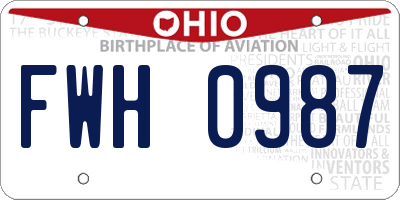 OH license plate FWH0987