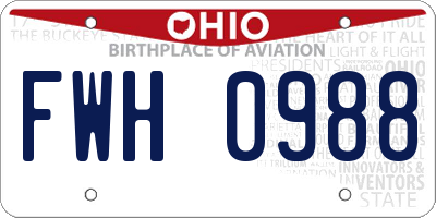 OH license plate FWH0988