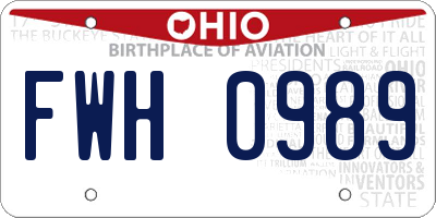 OH license plate FWH0989