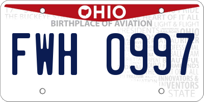 OH license plate FWH0997