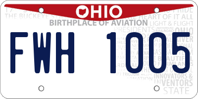 OH license plate FWH1005