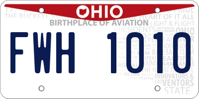 OH license plate FWH1010