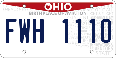 OH license plate FWH1110