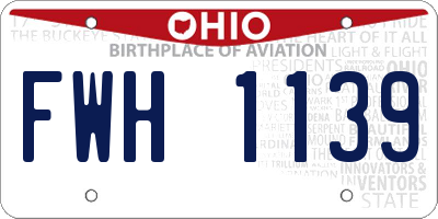 OH license plate FWH1139