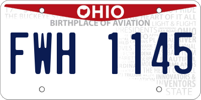 OH license plate FWH1145