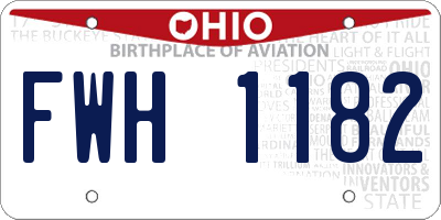 OH license plate FWH1182