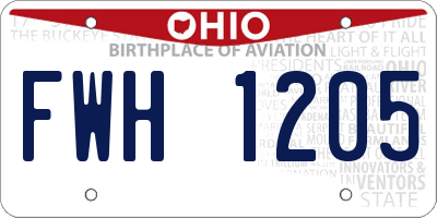 OH license plate FWH1205