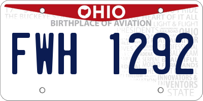 OH license plate FWH1292