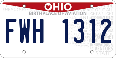 OH license plate FWH1312