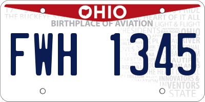 OH license plate FWH1345