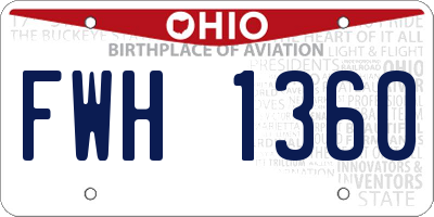 OH license plate FWH1360