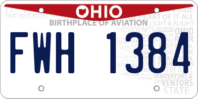 OH license plate FWH1384