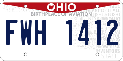 OH license plate FWH1412