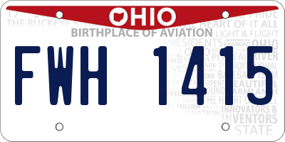 OH license plate FWH1415