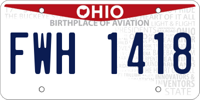 OH license plate FWH1418