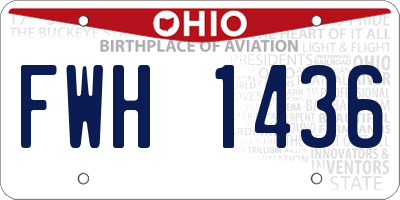 OH license plate FWH1436