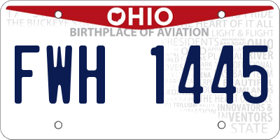 OH license plate FWH1445