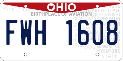OH license plate FWH1608