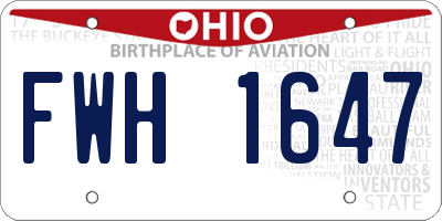 OH license plate FWH1647