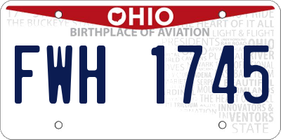 OH license plate FWH1745
