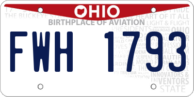 OH license plate FWH1793