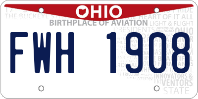 OH license plate FWH1908