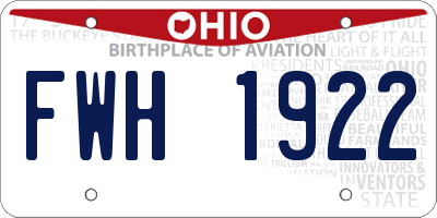 OH license plate FWH1922