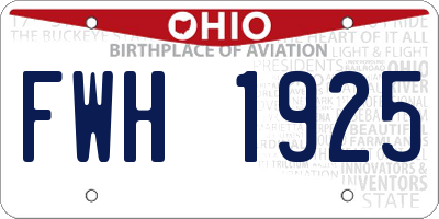 OH license plate FWH1925