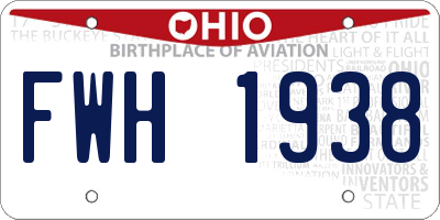 OH license plate FWH1938