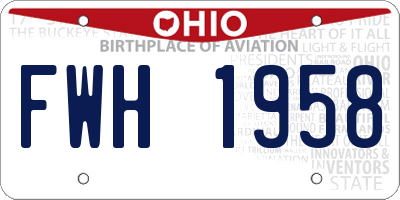OH license plate FWH1958