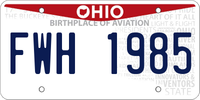 OH license plate FWH1985