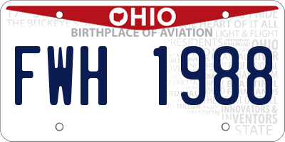 OH license plate FWH1988
