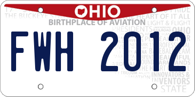 OH license plate FWH2012