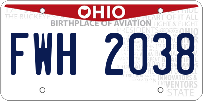 OH license plate FWH2038