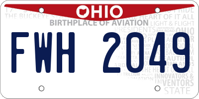 OH license plate FWH2049