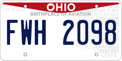 OH license plate FWH2098